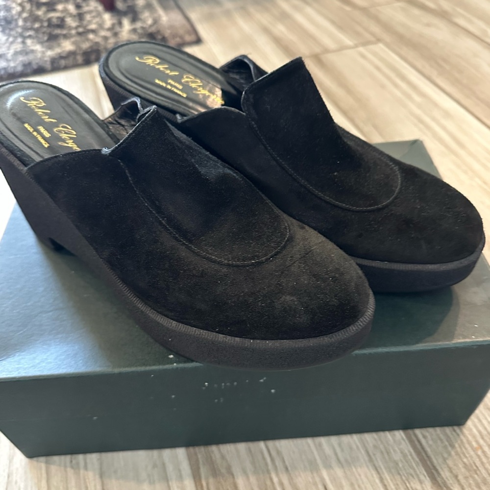 Robert Clergerie Black Suede Mules